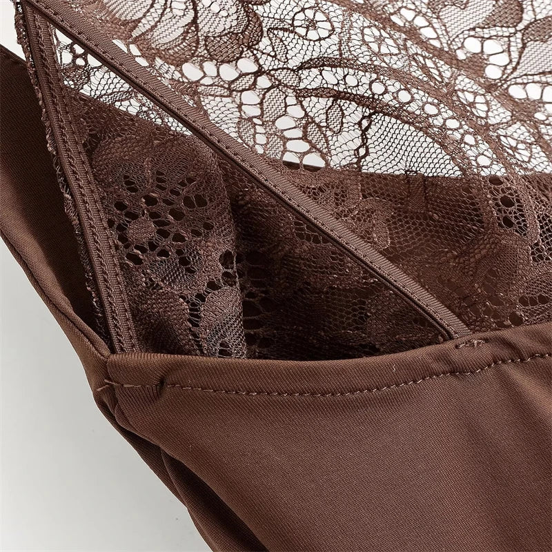 Women's Sexy Nightclub Party Pink Jumpsuit, Spliced Lace Sleeveless Tight-Fitting Jumpsuit, 2026 Fashion Women's Slim Top
