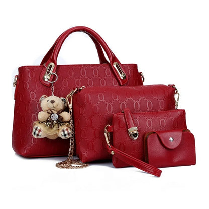 Multifunction 4pcs/Set Women Bag PU Leather Luxury Designer Bags Handbag Messenger Bag Shoulder Bag Wallet Bags Storage Bag