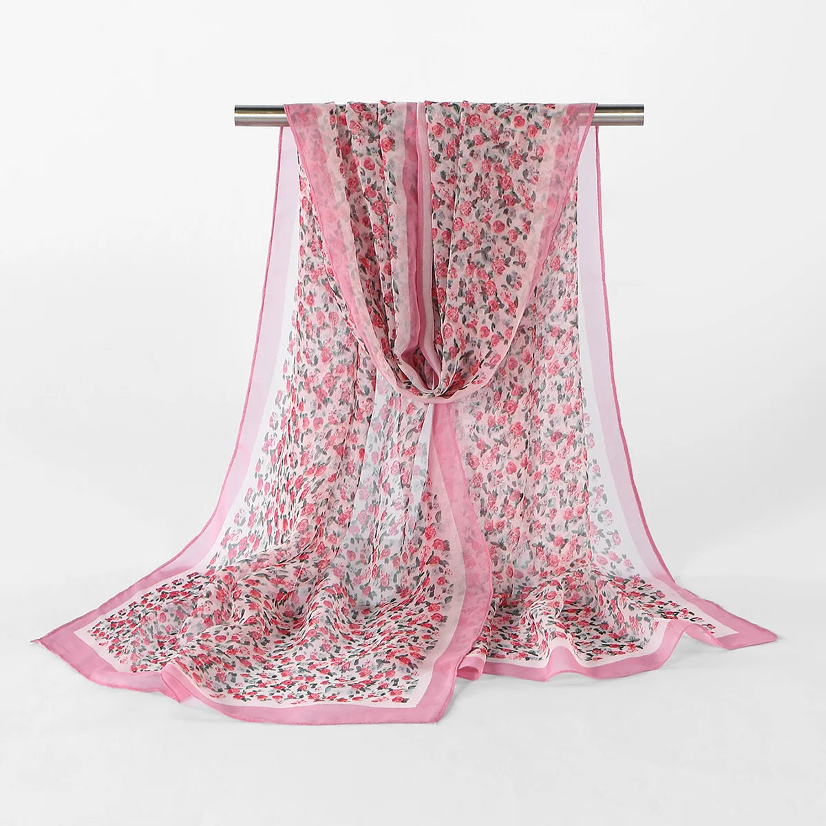 New Fashion Women Georgette Hijab Scarf Floral Printed Long Shawl Spring Summer Thin Beach Sunscreen Shawl Bandana 160*50cm