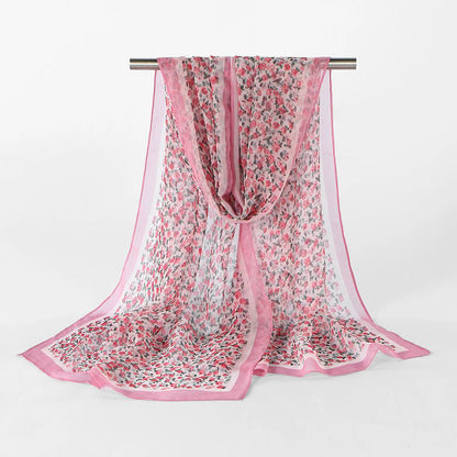 New Fashion Women Georgette Hijab Scarf Floral Printed Long Shawl Spring Summer Thin Beach Sunscreen Shawl Bandana 160*50cm