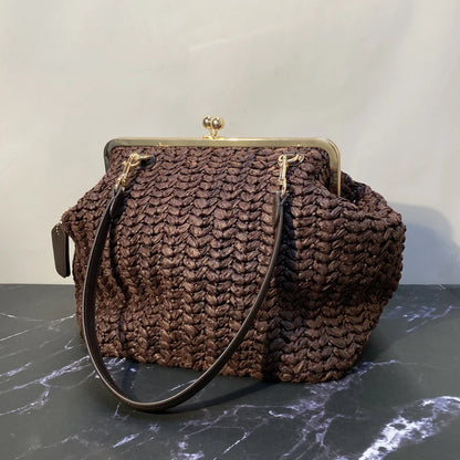 Classic Large Capacity Kisslock Frame Clip Bags For Women Luxury Designer Handbags Purses 2026 New In PU Lock Underarm Shoulder