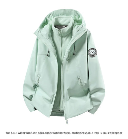 CHRLCK Men Women Hiking 3IN1 Jackets Waterproof Fleece Windproof Windbreaker Camping Climbing Trekking Outdoor Jacket Autumn