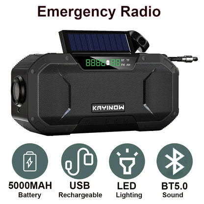 Multi-purpose Emergency Radio Hand Crank USB Rechargeable On Batteries Solar Portable FM Radio Flashlight Reading Lamp SOS Alarm