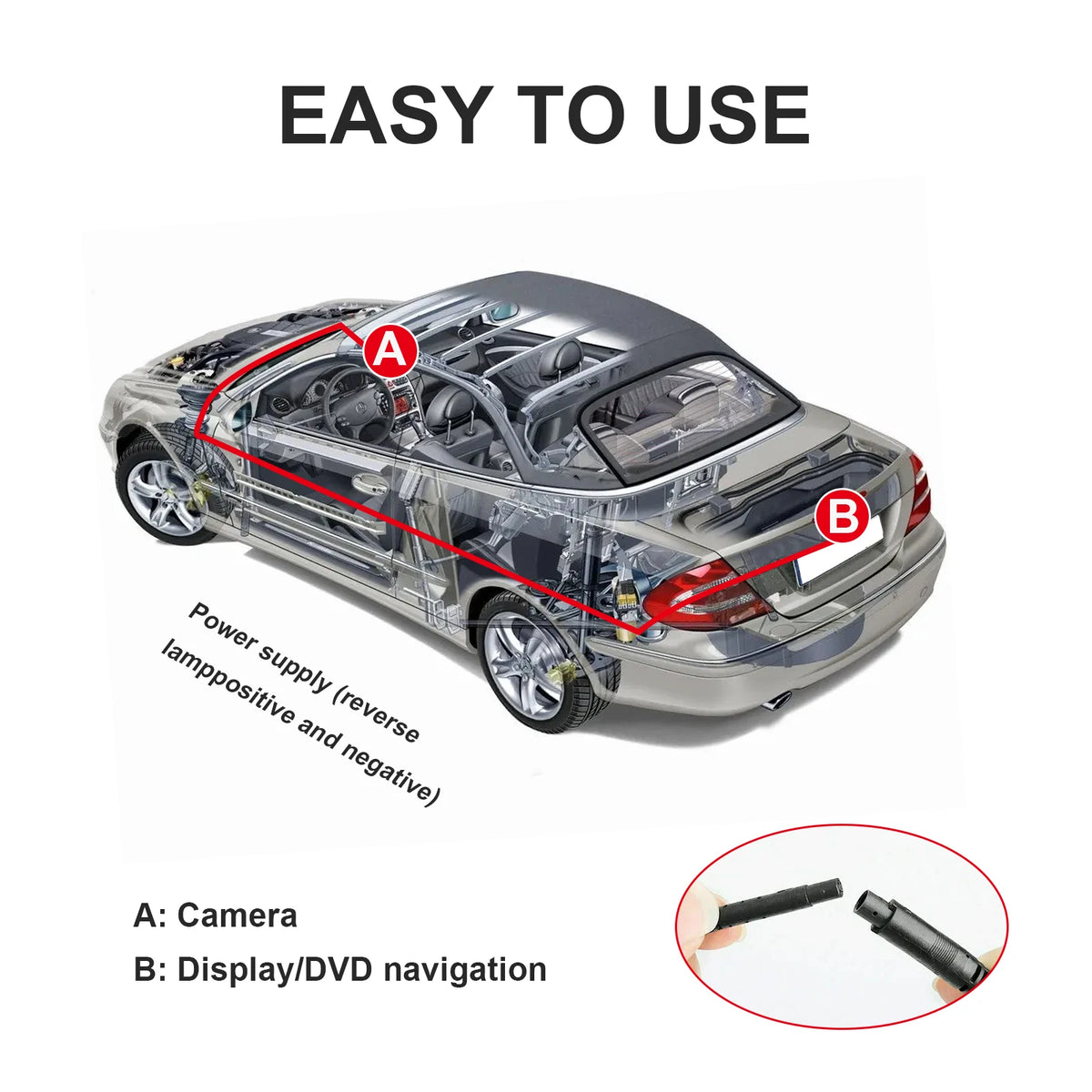 AUTOABC AHD 720P Waterproof Car Rear View Camera Suitable for BMW, Volvo, Mercedes Benz, Audi Universal Camera 175°