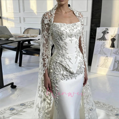 Luxury Peal Beadings O-Neck Exquisite Modern Design Charming Elegant Wedding Bride Dress Shimmering Customized vestidos de novia