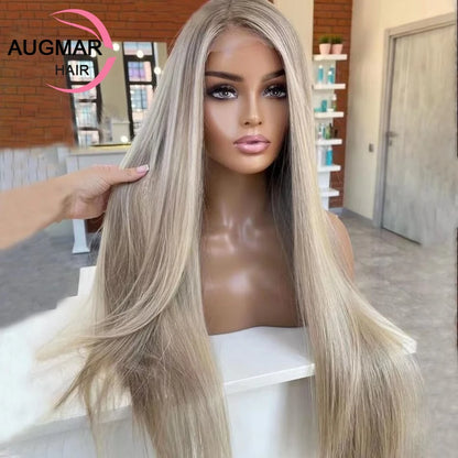 13x6 Ash Blonde Straight Lace Front Wigs For Women Human Hair 360 Lace Frontal Wig 13x4 HD Brown Highlight Wig Human Hair Wigs