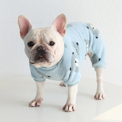 Multi Colors Winter Thick Furry Dog Clothing 4 Legged Fat Dog French Bull Sweatshirts Full Cover Pet Puppy Jumpsuit