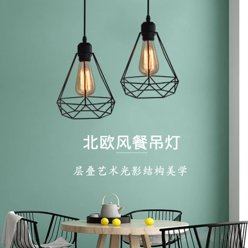 Vintage Pendant Lamp Iron Frame Ceiling Lighting Paint Restaurant Teahouse Chandelier Indoor Wrought Metal Modern Pendant Lights