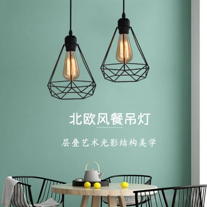 Vintage Pendant Lamp Iron Frame Ceiling Lighting Paint Restaurant Teahouse Chandelier Indoor Wrought Metal Modern Pendant Lights