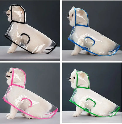 Dogs going out, transparent waterproof raincoat with hat pet raincoat