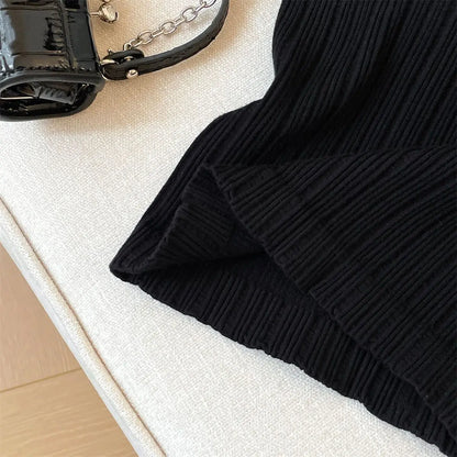 Fashion V Neck Sleeveless Summer Knit Tank Top White Women Black Casual Basic T Shirt Off Shoulder Camis Sexy Backless Crop Tops