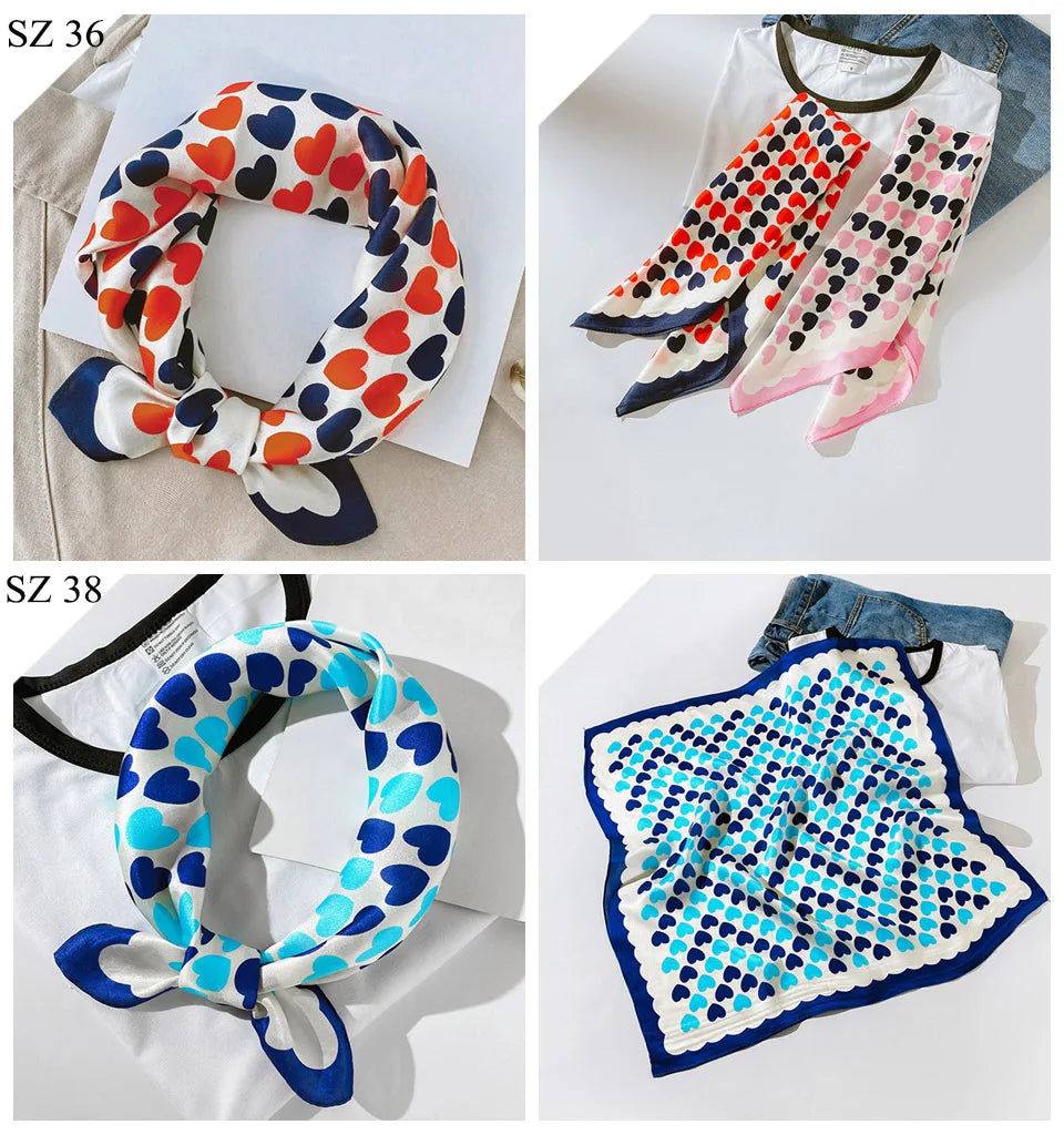 Silk Scarf For Bag Lady Neck Tie 100% Silk Scarf Luxury Brand Print Flower Stripe Plaid Dot Bandana Hair Tie Handkerchief Gifts