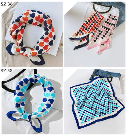Silk Scarf For Bag Lady Neck Tie 100% Silk Scarf Luxury Brand Print Flower Stripe Plaid Dot Bandana Hair Tie Handkerchief Gifts