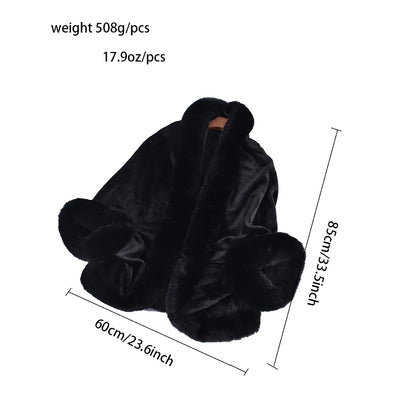 Winter New Fashion Warm Sleeve Plush Cape Cape Large Loose Bat Sleeve Plush Coat Cardigan Women