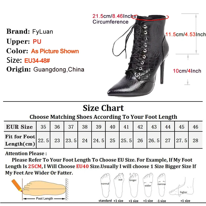 12CM Stiletto Heels Botas Mujer Fashion Pointed Lace-up Ankle Boots Roman Ladies Shoes Autumn Winter Women Emboss Short Booties