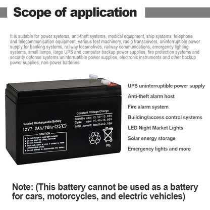 12V 7.2AH Maintenance Free Lead Acid Battery Solar Storage For RV Camping Emergency Power Home Backup
