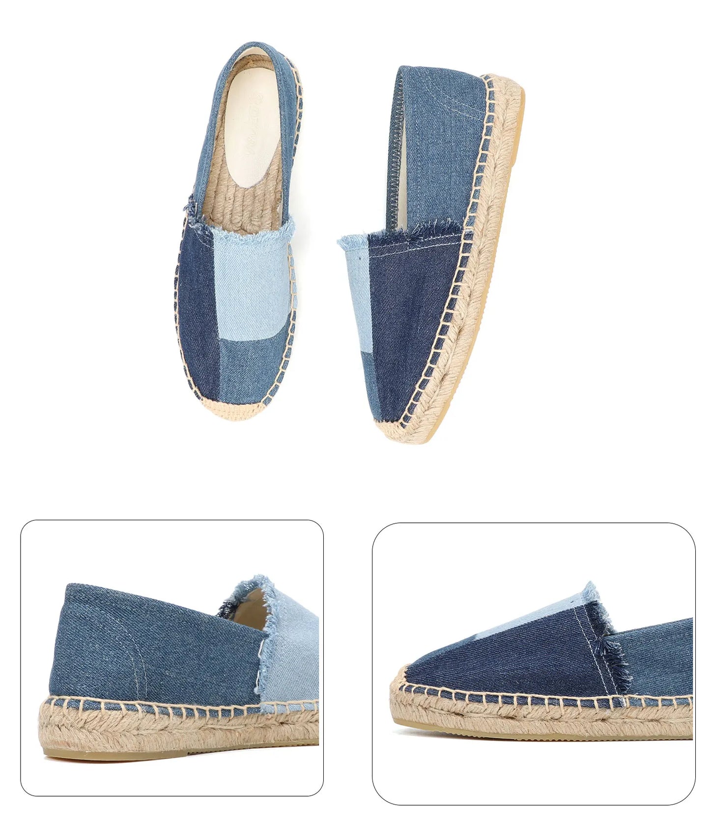 Espadrilles Women's Shoes Luxury Denim PATCHWORK  Flat Platform  Stylish and Trendy Footwear for Fashion-Forward Females