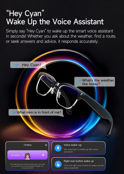 New AI Smart Glasses Various Language Translation 800W Pixel Camera Video Music Player Call Business 8K Color Change Glasses Men