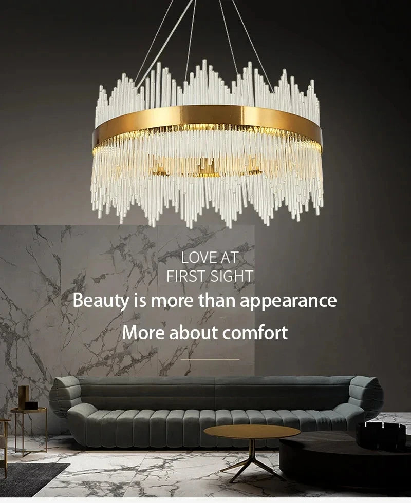 Modern Luxury Crystal Ceiling Chandelier Stainless Steel Living Room Lights Home Decor Dining Room Pendant Lamp Interior Bedroom