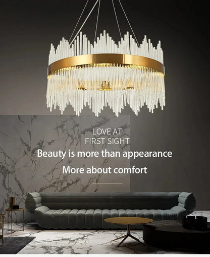 Modern Luxury Crystal Ceiling Chandelier Stainless Steel Living Room Lights Home Decor Dining Room Pendant Lamp Interior Bedroom