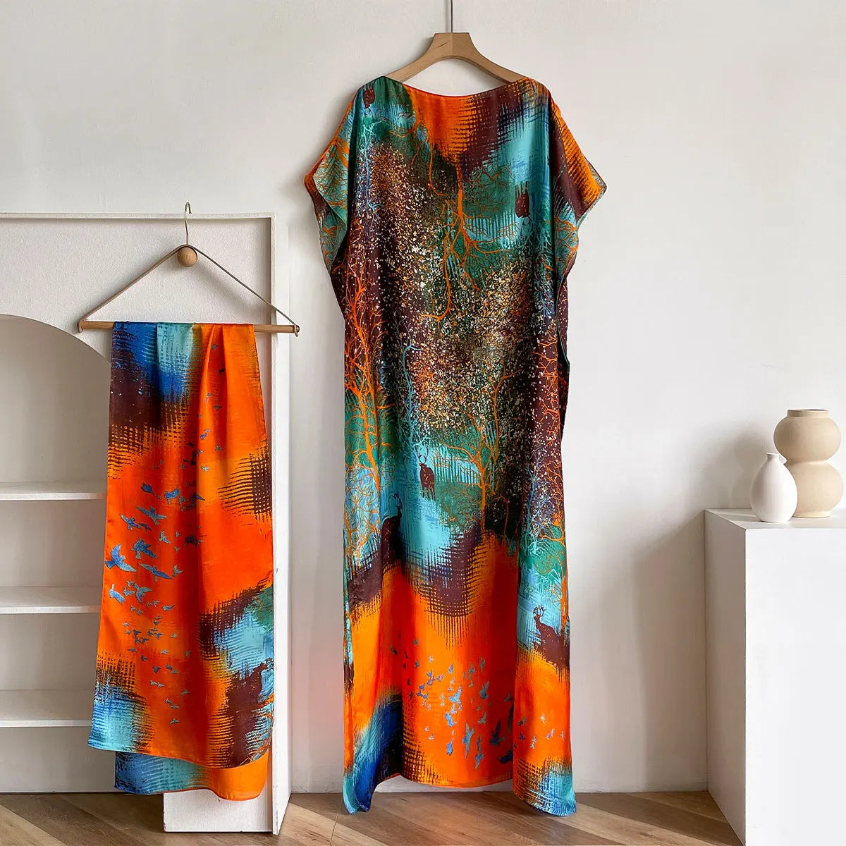 New 2025 Dubai Abaya For Women Summer Short Sleeve Cotton Dress Gold Stamping Loose Lady Maxi Islam African Dress With Big Scarf