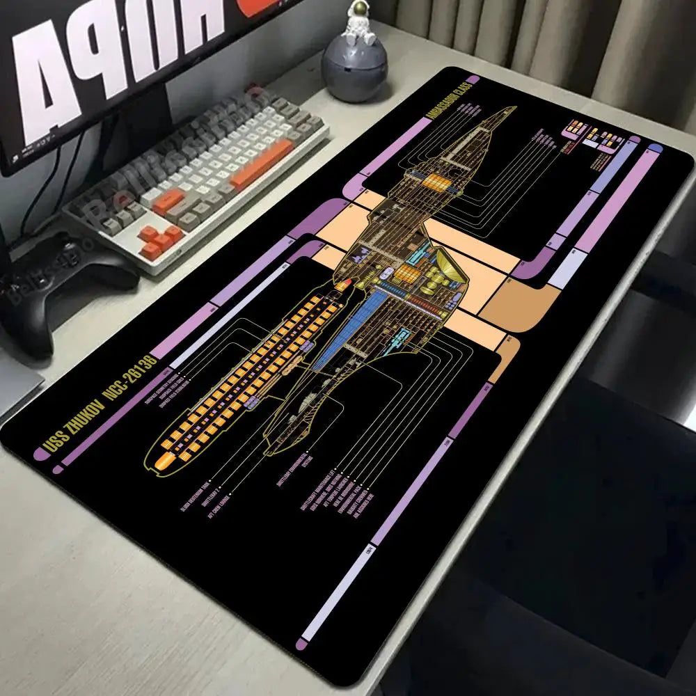 Starship Blueprint Pad Desk Pad Mouse Pad Gamer Computer Cabinet Star Trek Game Office Accessories Keyboard Anime Extended Large