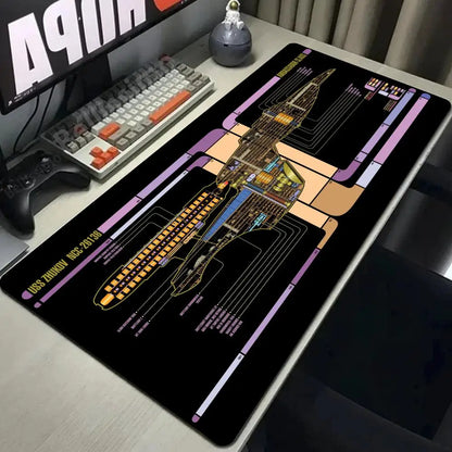 Starship Blueprint Pad Desk Pad Mouse Pad Gamer Computer Cabinet Star Trek Game Office Accessories Keyboard Anime Extended Large
