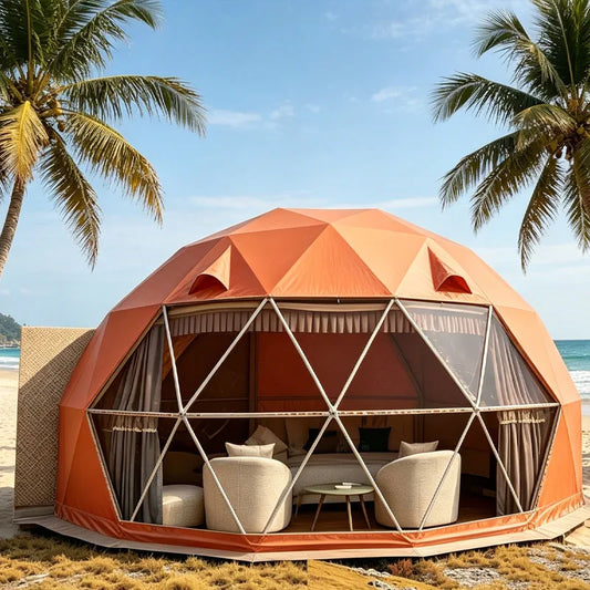 Luxury Glamping Dome House Geodesic Tent with Thermal Insulated Cover for Outdoor Camping Customizable