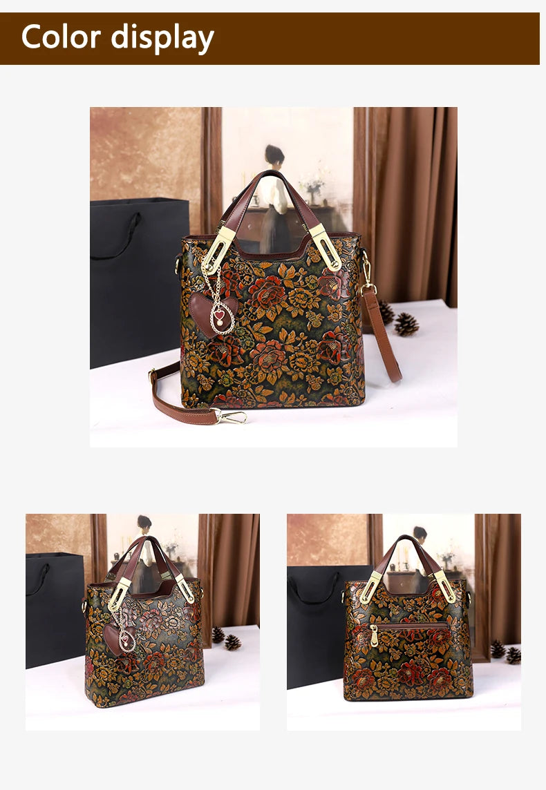 2025 New Retro Luxury Large Capacity Handbag Women's Shoulder Crossbody Bag for Middle-Aged Ladies Mom Bag Elegant Style