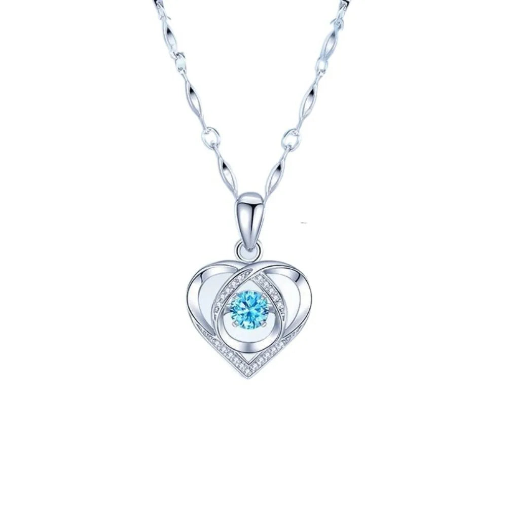 925 Sterling Silver Heart Shaped Necklace Bracelet Set for Women Vintage Korean Crystal Bracelets High Quality Set Party Jewelry