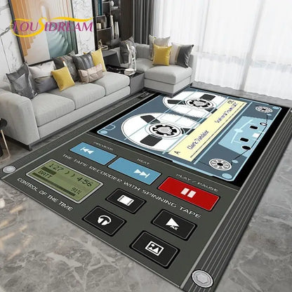 DJ Music Screen Area Rug, Creative Non-Slip Living Room Carpet, Modern Runner Floor Mat for Bedroom & Studio Decor, 1PC