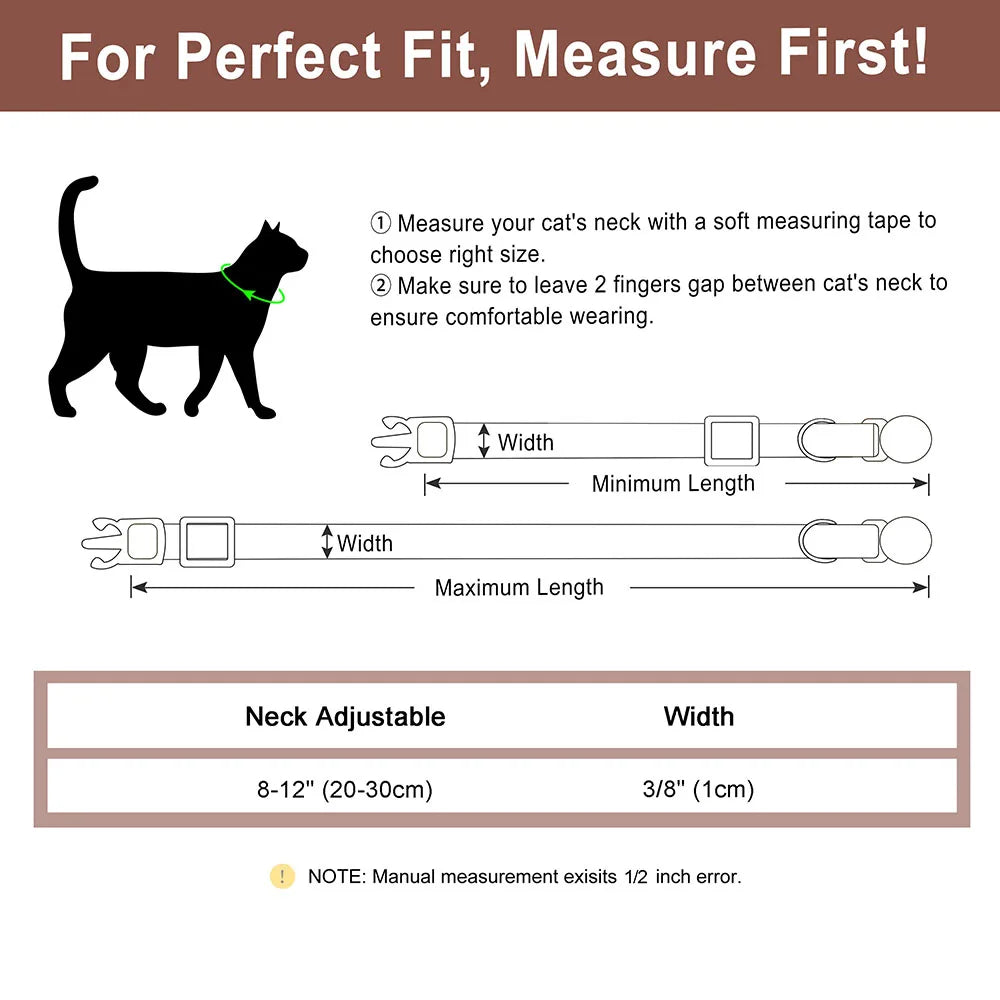 Cat Collar Free Personalized Kitten Collars Engraved Pet Puppy Name Necklace Collars Anti-lost for Cats Small Dogs Adjustable