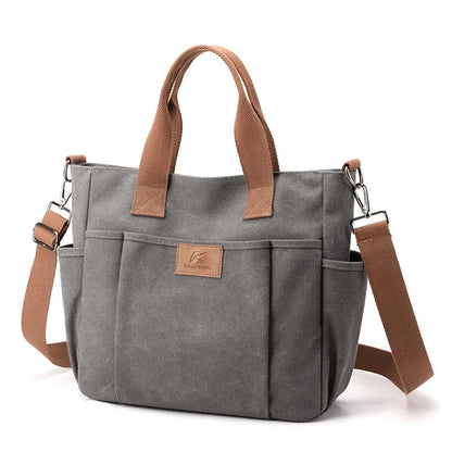 High Capacity Top-Handle Bag For Women Shoulder CrossBody Bag Vintage Canvas Ladies Tote Messenger Bag Female Travel Handbag