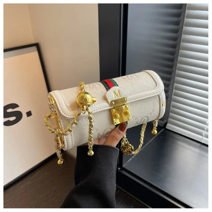 Light luxury brand-name high-end designer bag female 2025 new spring and summer niche shoulder bag messenger bag cylinder bag