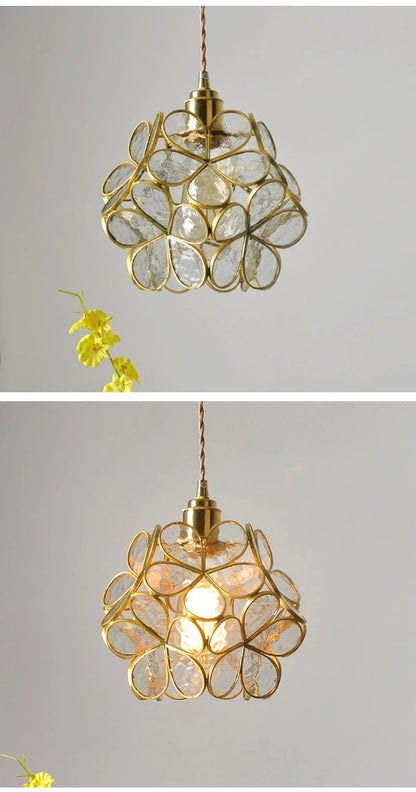 Modern Glass Pendant Lights for Restaurant Cafe Decoration Hanging Lamp Ceiling Chandeliers Nordic Flower Lighting Hotel Decor
