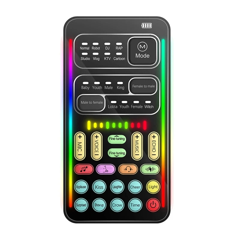 Voice Changer Handheld Sound Card Multiple Sound Effects for Microphone/ /Switch/Phone/Games /Live Streaming Host