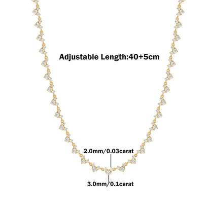 MUXIFC 3mm Full Moissanite Tennis Diaomond Necklace GRA Certificate S925 Sterling Silver Plated 18k Gold Clavicle Chain Gift