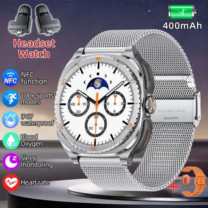 New 2026 TWS 2-in-1 Wireless Headset Smart Watch 7 Ultra AMOLED HD Screen Smartwatch with Earbuds Bluetooth Call Sports Watches