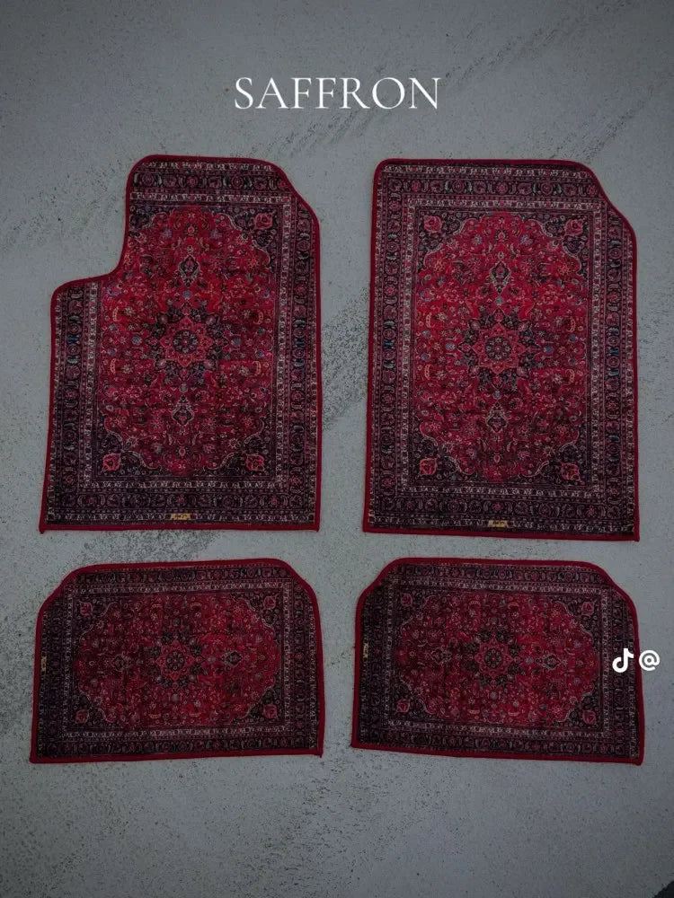 Set of Bohemian Style Floor Mat Universal Size Car Foot Mat American Retro Rugs for Bedroom Home Anti-slip Soft Rug