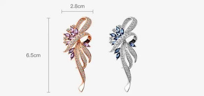 Elegant Crystal Bauhinia Brooches for Women Fashion Rhinestone Bouquet  Brooch Wedding Jewelry Clothing Coat Lapel Pins