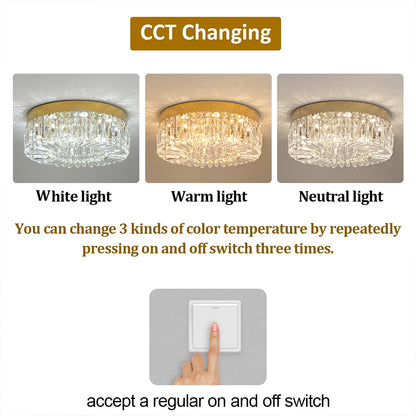Gold Luxury Crystal Ceiling Lamp Living Room Modern Chandeliers Decoration Led Ceiling Lights Lighting Fixture Diameter 40 50cm