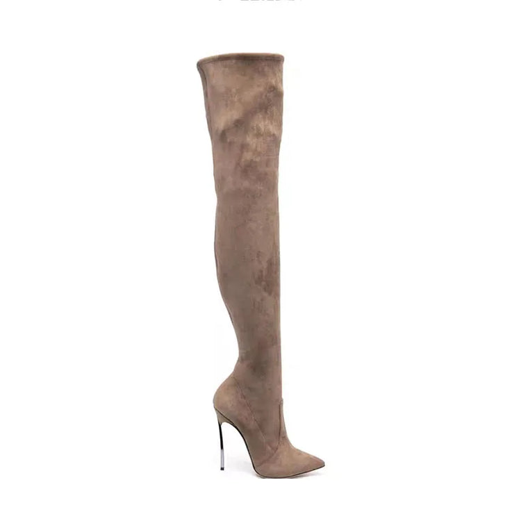 Arden Furtado brown over the knee boots for women stiletto heel fashion Pointed toe Super high boots for Sexy  skinny legs