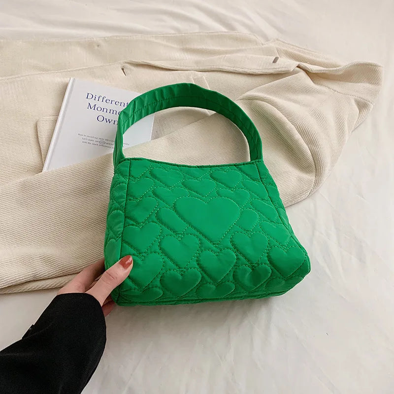 Tote Bags for Women Oxford Luxury Designer Handbags Purse Fashion Heart Winter Small Shoulder Bag Quilted Padded Top Handle Bag