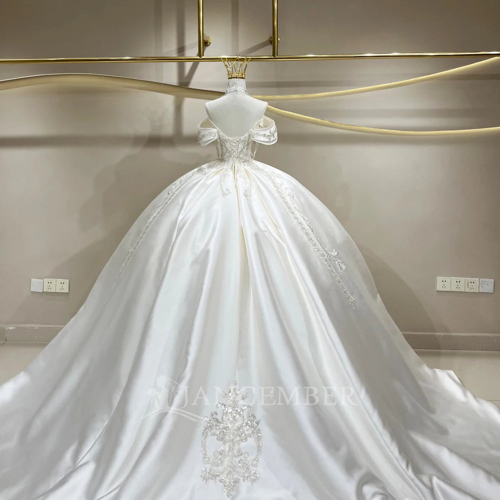 Gorgeous Ball Gown Wedding Dresses Bride Gown Customized Scoop Neck Short Sleeves Lace Tassel Bridal Dresses свадебное платье