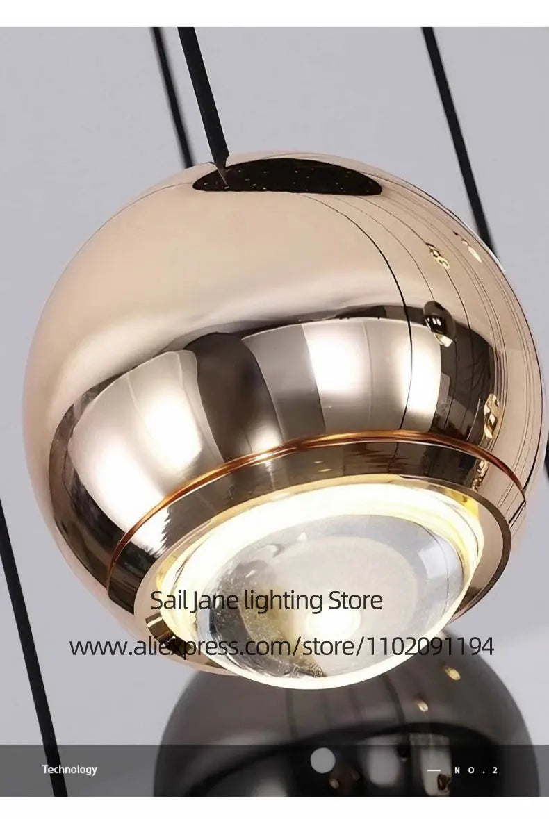 Nordic Circular Chandelier Indoor Lighting Modern Chandelier Gold And Black Mixed High Loft Chandelier LED Staircase Chandelier