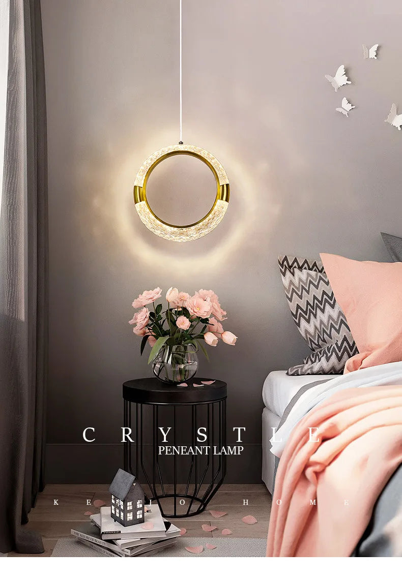 Modern Crystal LED Pendant Lamps Indoor Lighting For Home Decor Led Lights Living Room Bedroom Bedside Hanging Lamp