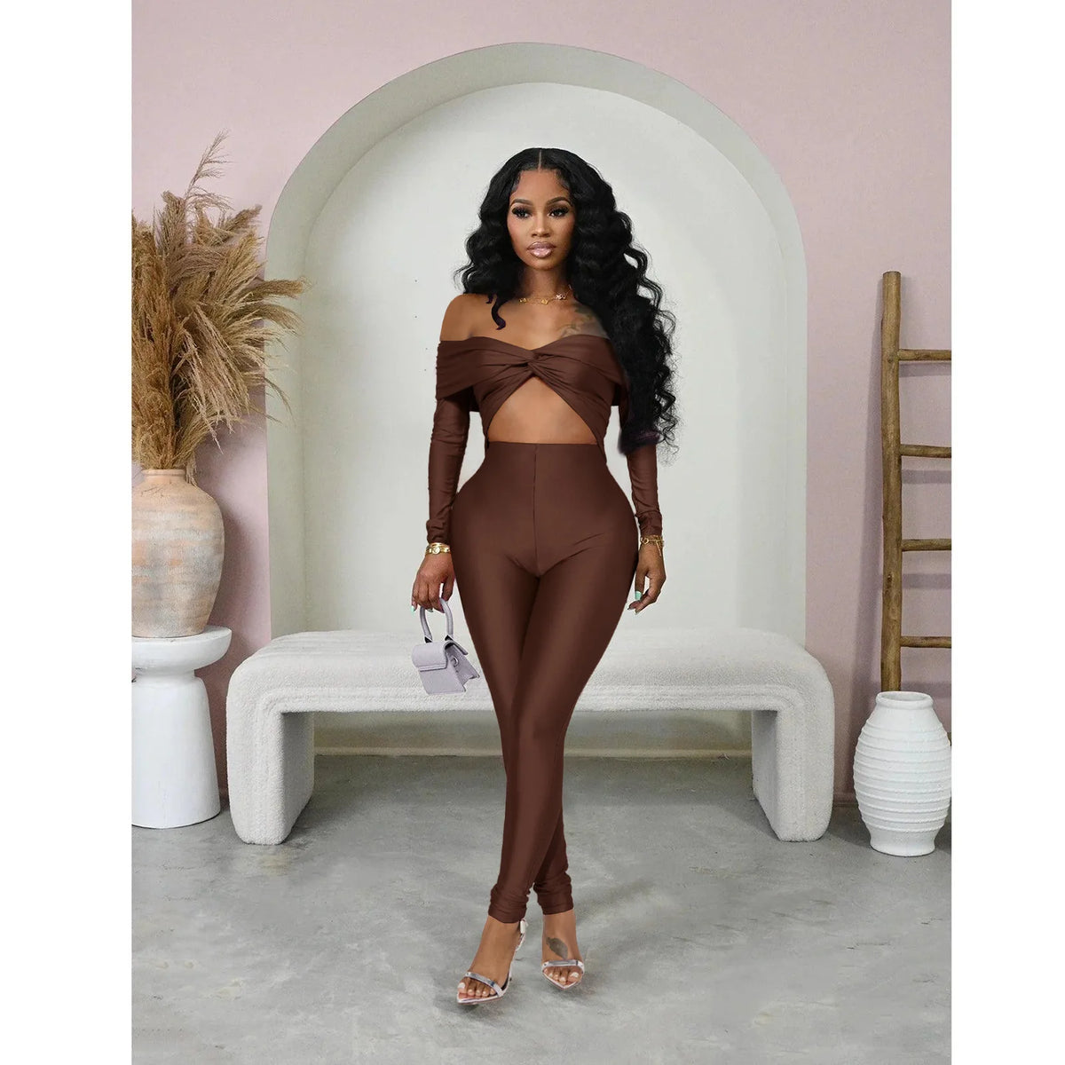 FAGADOER Sexy Hollow Out Bodycon Jumpsuit Woman Solid Color Off Showlder Backless Rompers Female Streetwear Overalls 2025 New