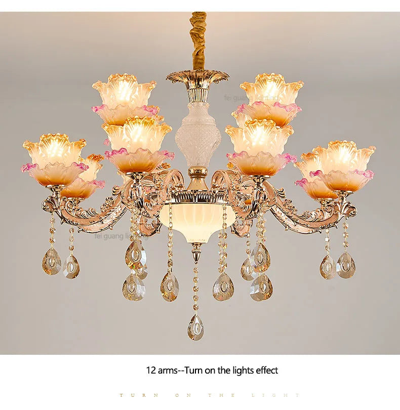New Bedroom Chandelier  European Luxurious Atmospheric Lighting Fixture Home Living Room Dining Room Light Luxury Crystal Lamps