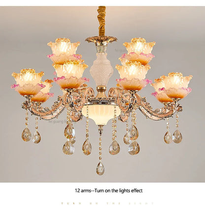 New Bedroom Chandelier  European Luxurious Atmospheric Lighting Fixture Home Living Room Dining Room Light Luxury Crystal Lamps