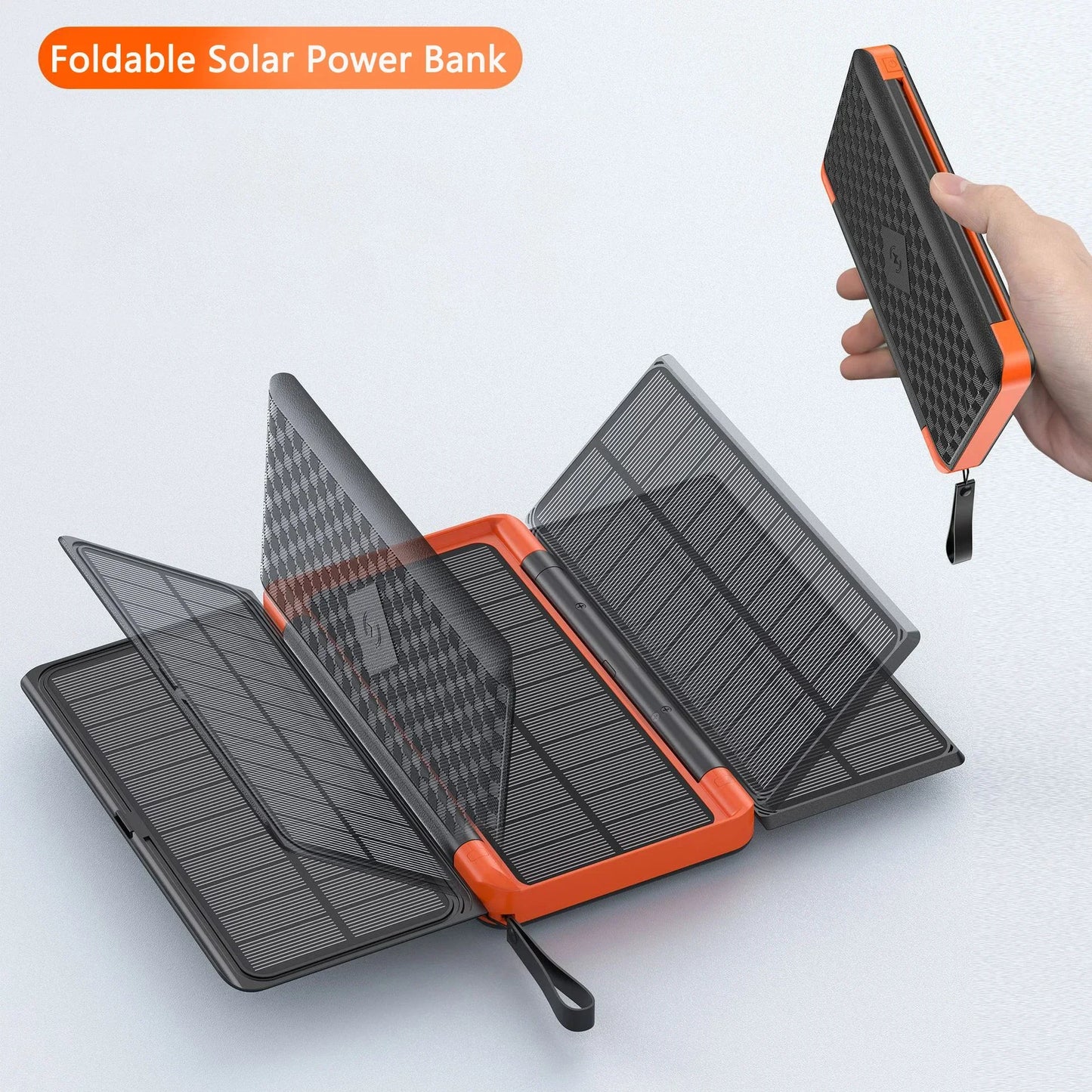 20000mAh Qi Wireless Solar Power Bank Outdoor External Battery Portable Powerbank for iPhone 14 Samsung Xiaomi Huawei Poverbank